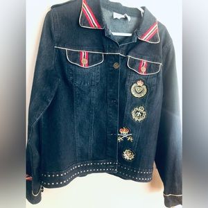 DIANE GILMAN DG  Blue Jean Jacket w/ Royal Style Patches Size L
